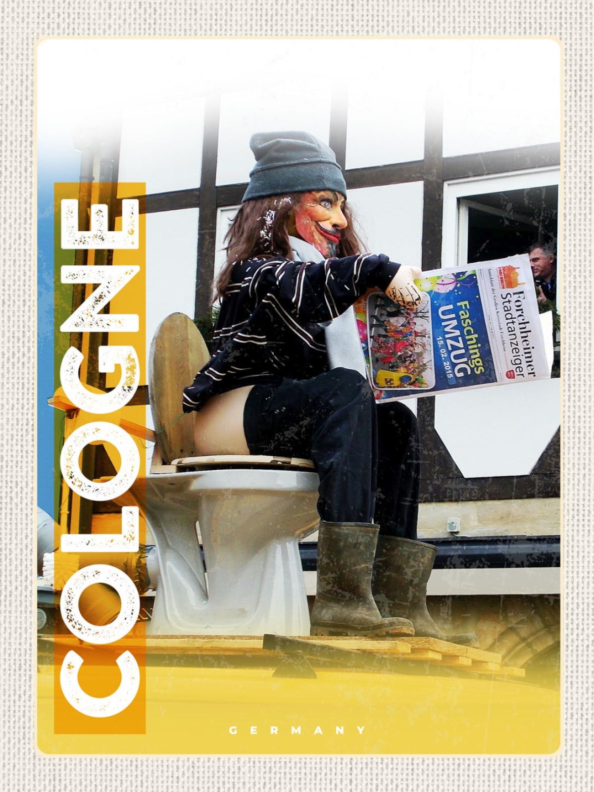 Schild Cologne Germany Köln Karneval Puppe Figur D 12x18 20x30 30x40 Blech/Holz