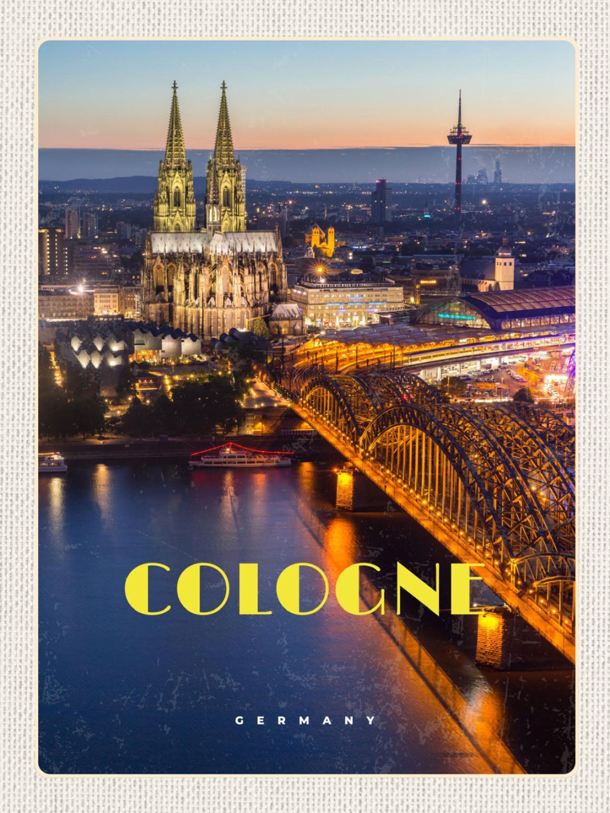 Schild Cologne Germany Kölner Dom Stadt Nacht D 12x18 20x30 30x40 Blech/Holz