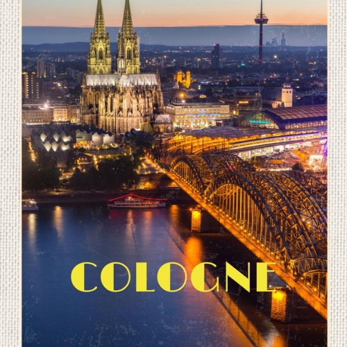 Schild Cologne Germany Kölner Dom Stadt Nacht D 12x18 20x30 30x40 Blech/Holz