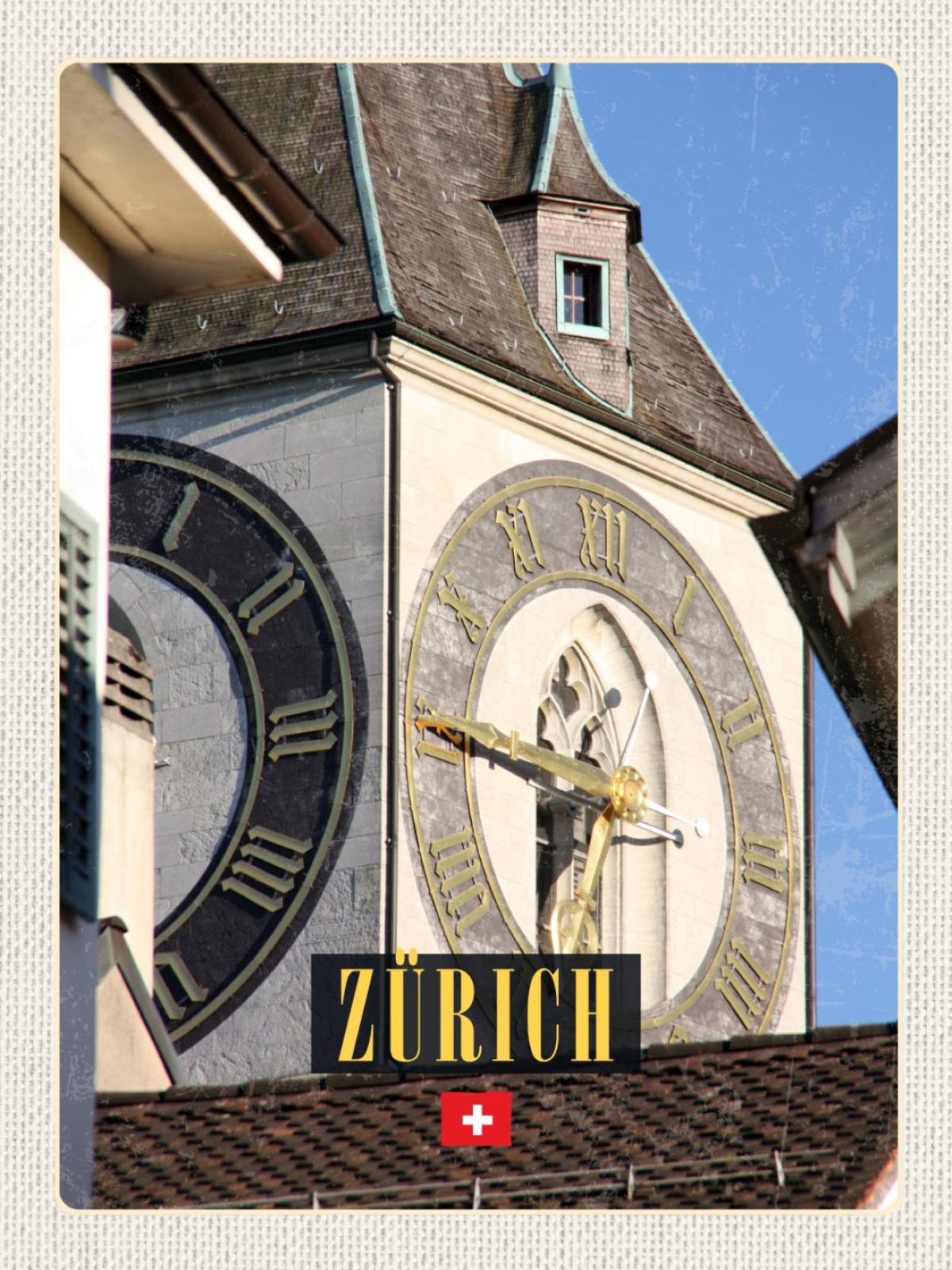 Schild Zürich St. Peter Kirche Kirchturm Schweiz 12x18 20x30 30x40 Blech/Holz