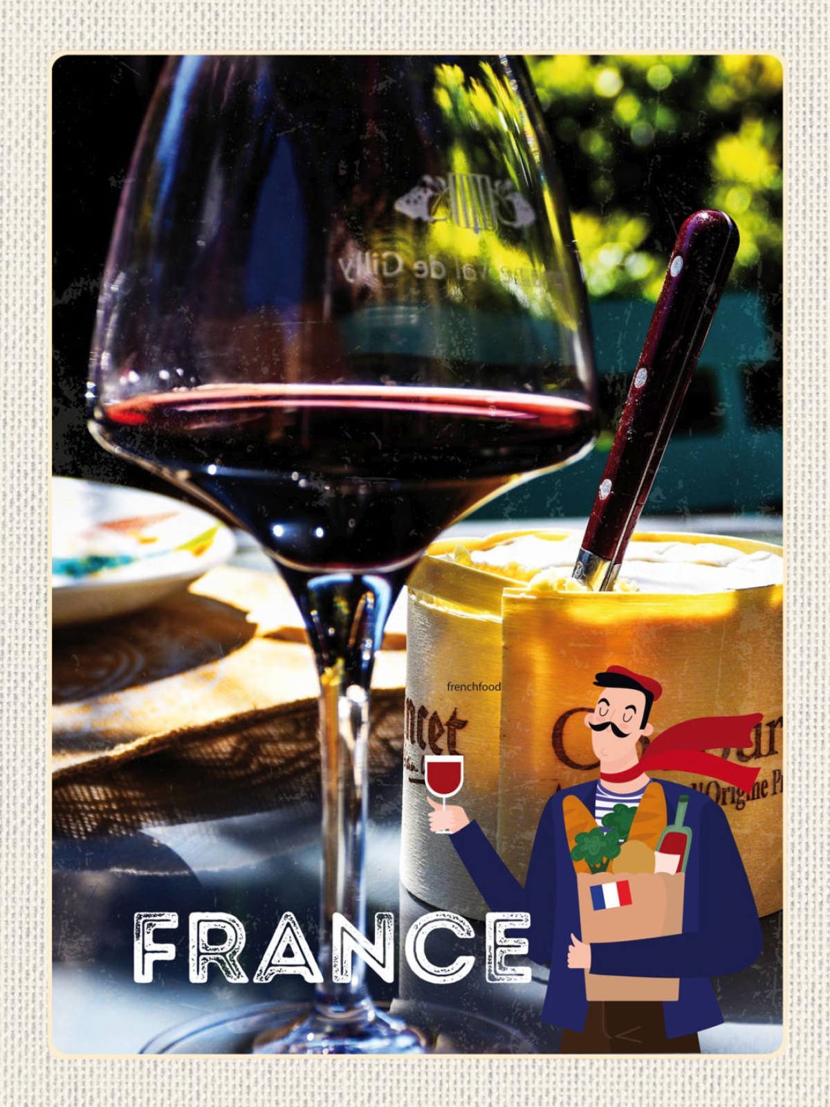 Schild France Frankreich Rot Wein Glas Alkohol 12x18 20x30 30x40 Blech/Holz