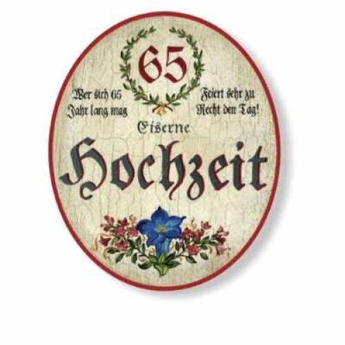Kuk nostalgie holzschild eiserne hochzeit 65 jahre geschenk spruch