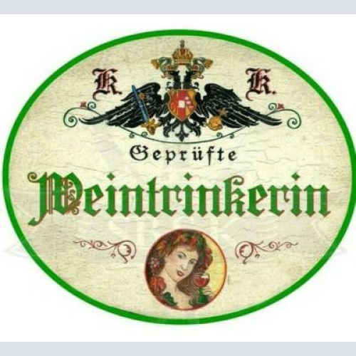 Kuk nostalgie holzschild "weintrinkerin"
