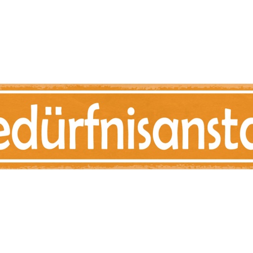 Schild Bedüfnis Anstalt WC Toilette Klo 46 x 10 Blech od. Holz