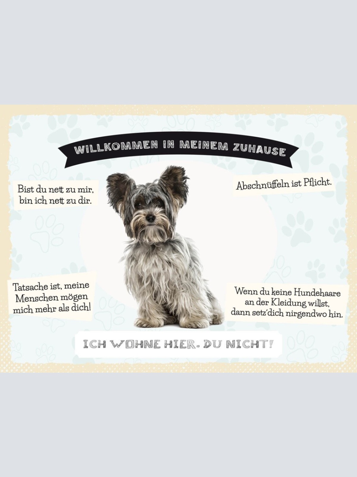 Schild Willkommen Zuhause Yorkshire Terrier Hund 12x18 20x30 30x40 Blech/Holz