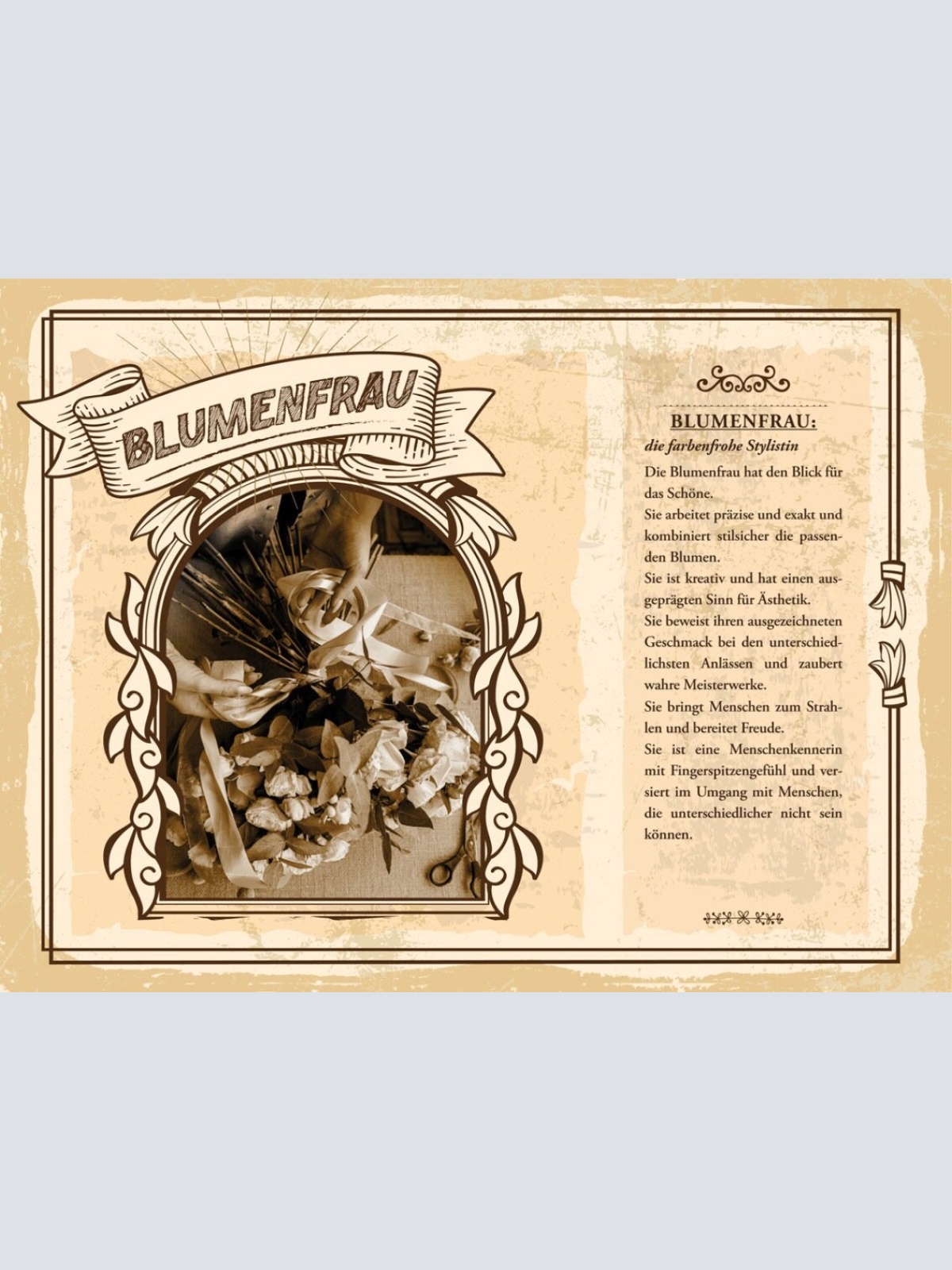 Schild Blumenfrau Beruf Blumen Geschäft Strauß 12x18 20x30 30x40 Blech/Holz