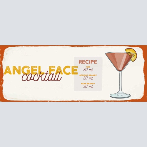 Schild Angel Face Cocktail Rezept Bar Alkohol Gin Brandy 27x10 Blech od.Holz