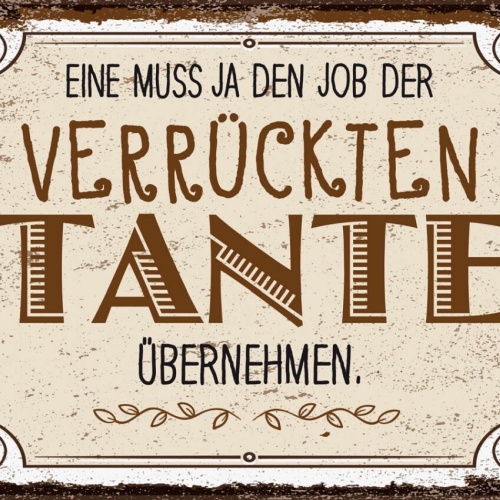 Schild Eine Muss Job Verrückte Tante Übernehmen 12x18 20x30 30x40 Blech/Holz LP
