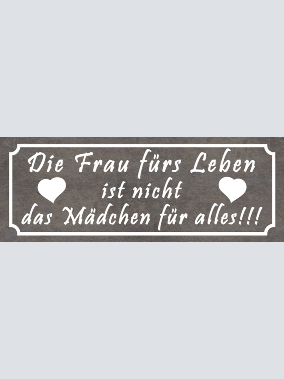 Schild Die Frau Fürs Leben Ist Nicht Das Mädchen Für Alles 27x10 Blech od.Holz