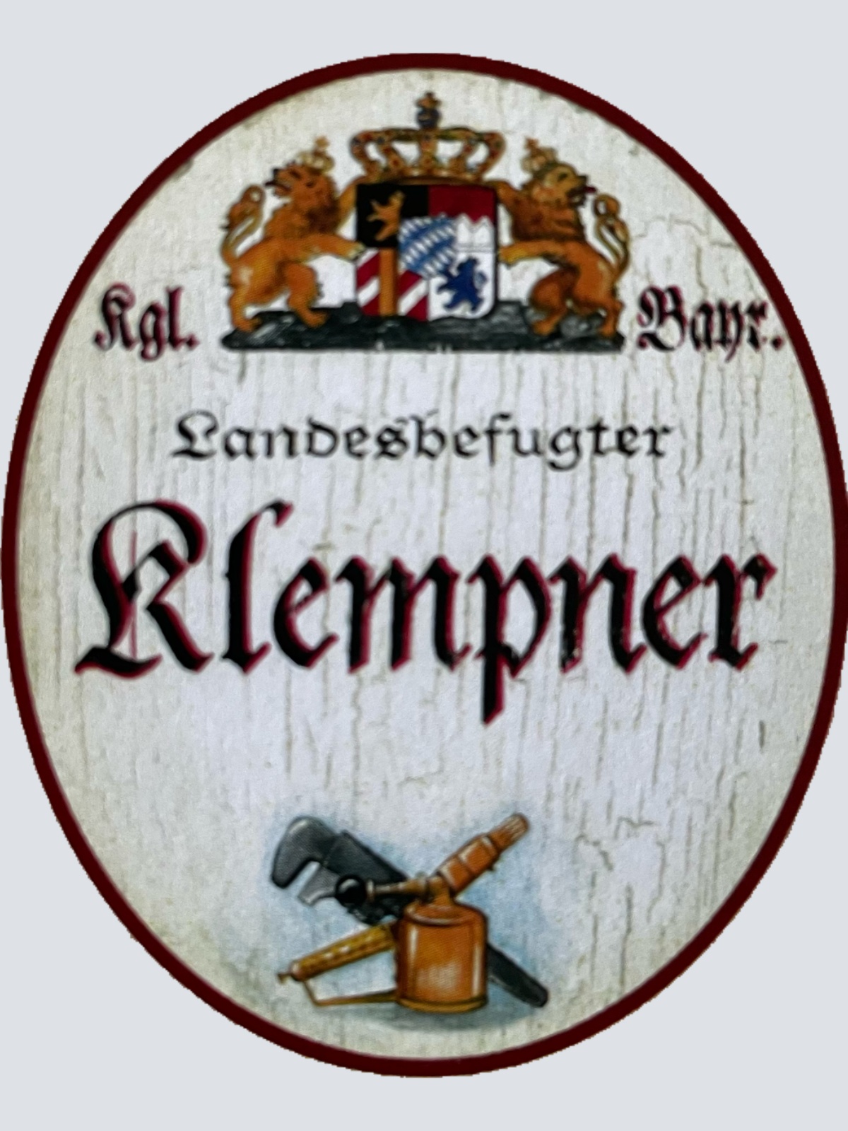 Nostalgie Holzschild Bayern Königlich Bayerischer Landesbefugter Klempner Schild