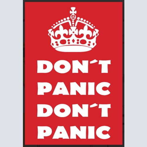Nostalgie Schild Sprüche Don´t Panic 12x18/20x30/30x40 Blech od Holz