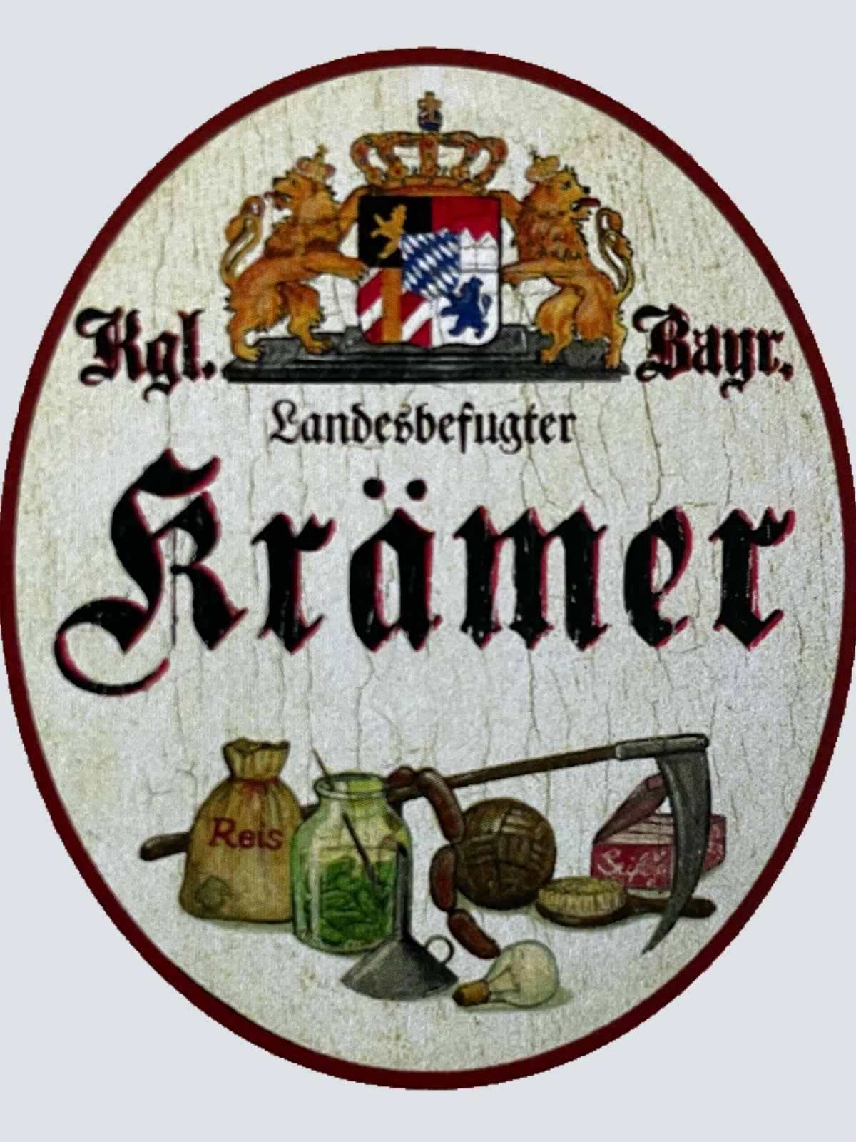 Nostalgie Holzschild Bayern Königlich Bayerischer Landesbefugter Krämer Schild