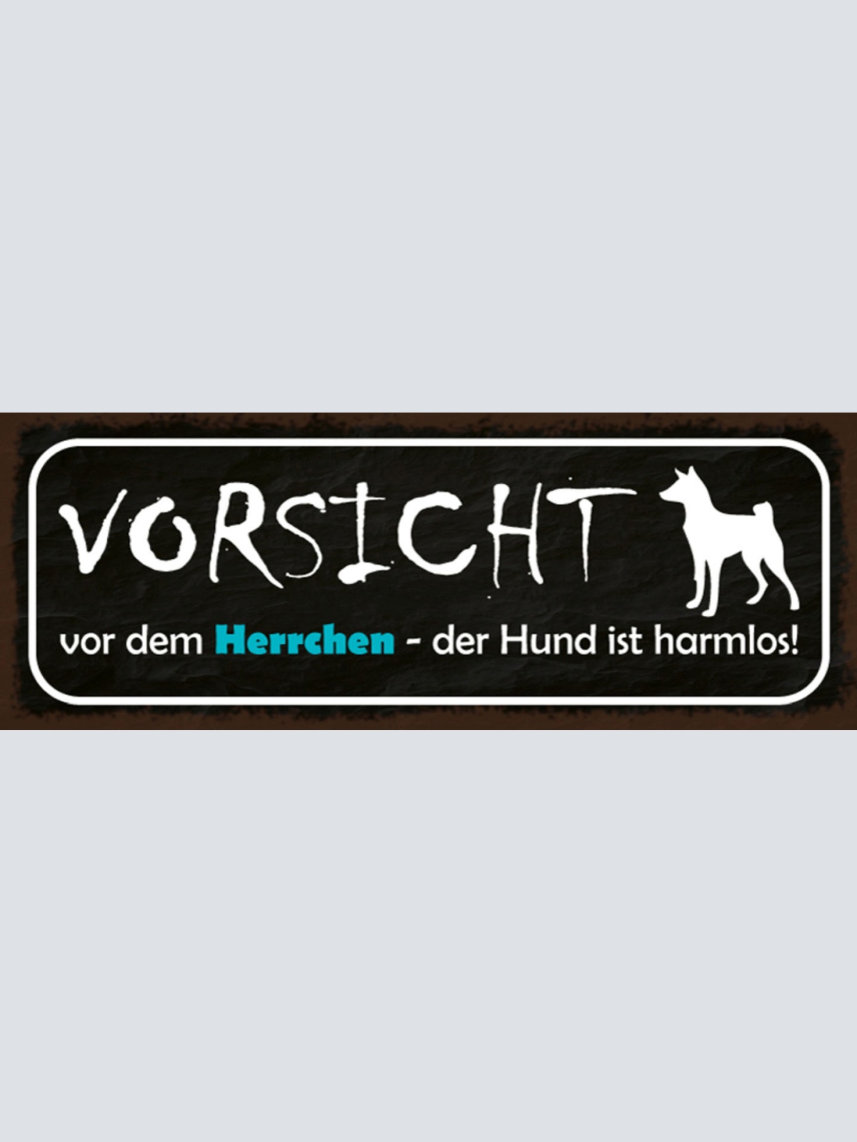 Schild Vorsicht Vor Dem Herrchen Der Hund Ist Harmlos 27x10 Blech od.Holz