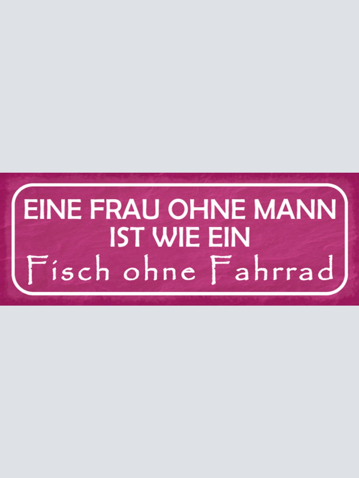Schild Eine Frau Ohne Mann Ist Wie Ein Fisch Ohne Fahrrad 27x10 Blech od.Holz