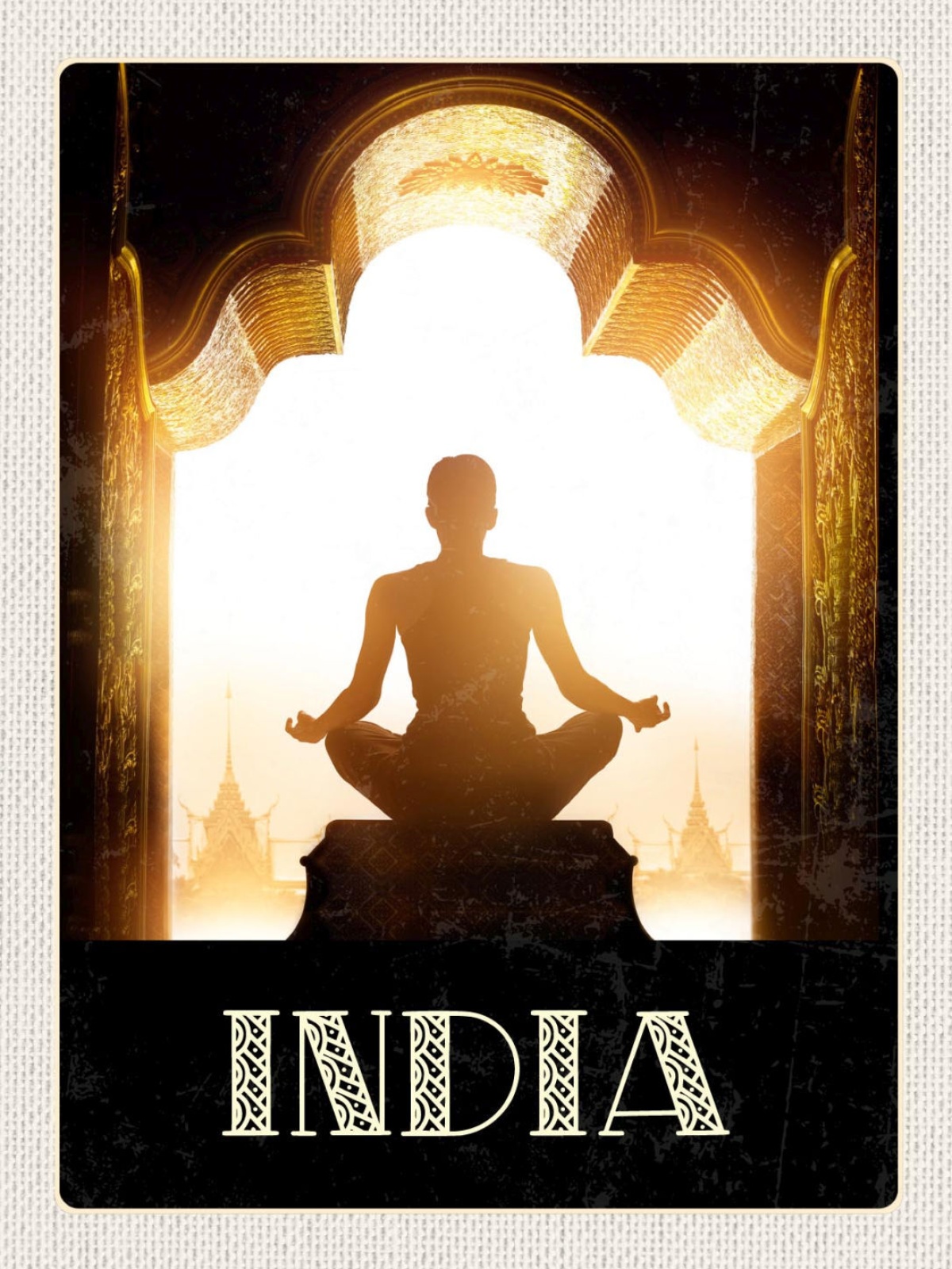 Schild India Indien Meditation Yoga Lotus Sitz 12x18 20x30 30x40 Blech od. Holz