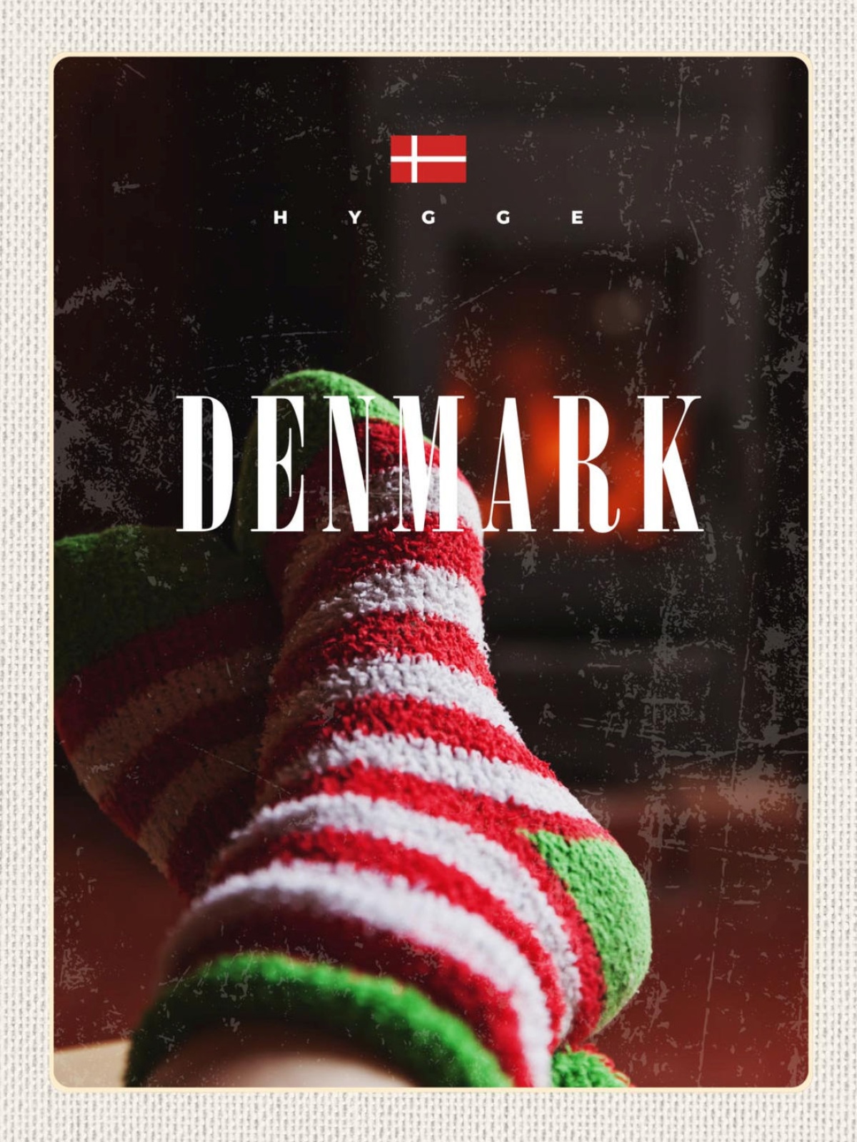 Schild Denmark Dänemark Gestrickte Socken Hygge 12x18 20x30 30x40 Blech/Holz