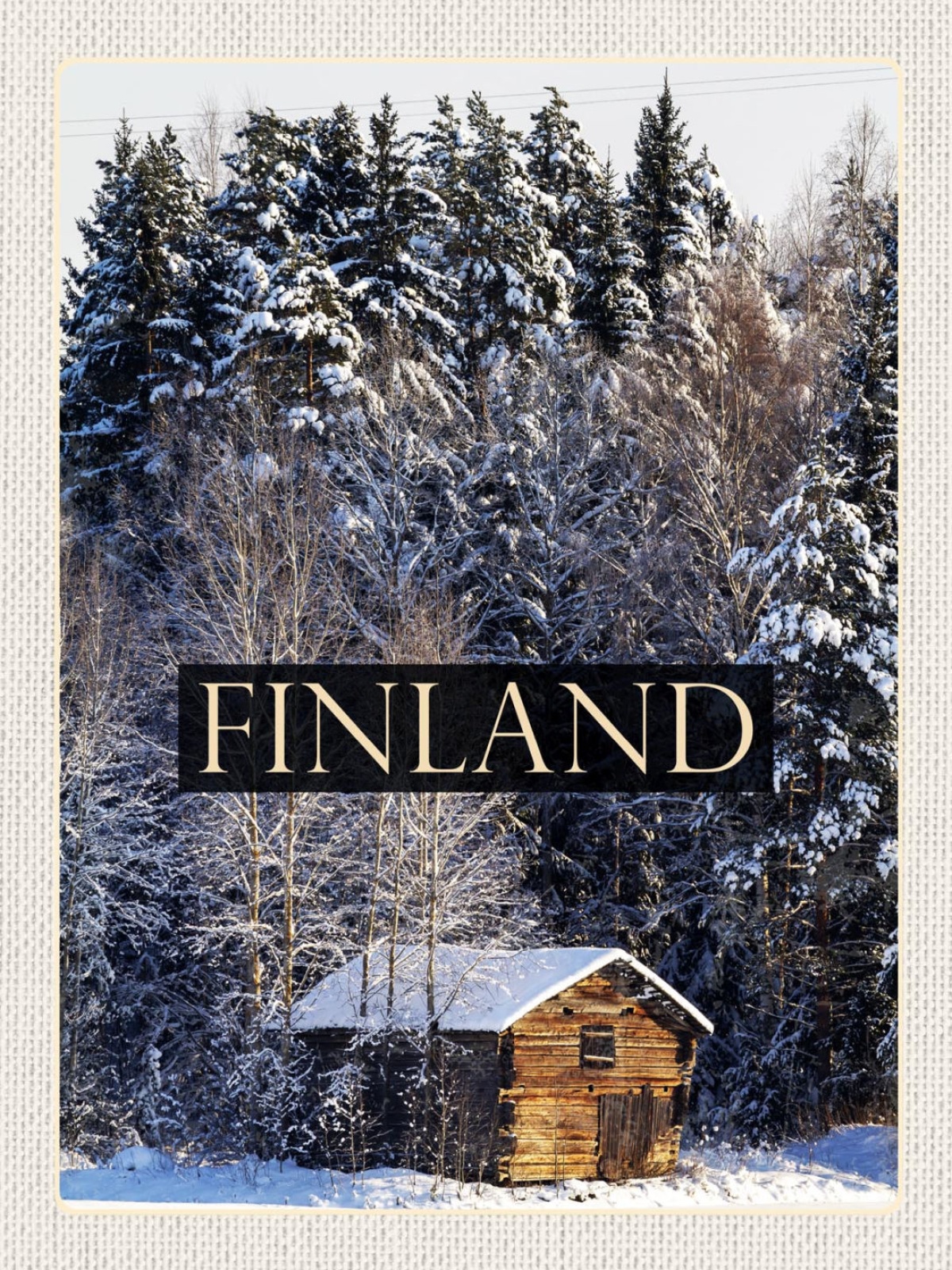 Schild Finland Finnland Hütte Haus Schnee Wald 12x18 20x30 30x40 Blech/Holz