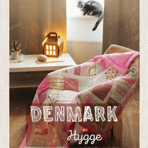 Schild Denmark Dänemark Stricken Eck Katze Hygge 12x18 20x30 30x40 Blech/Holz