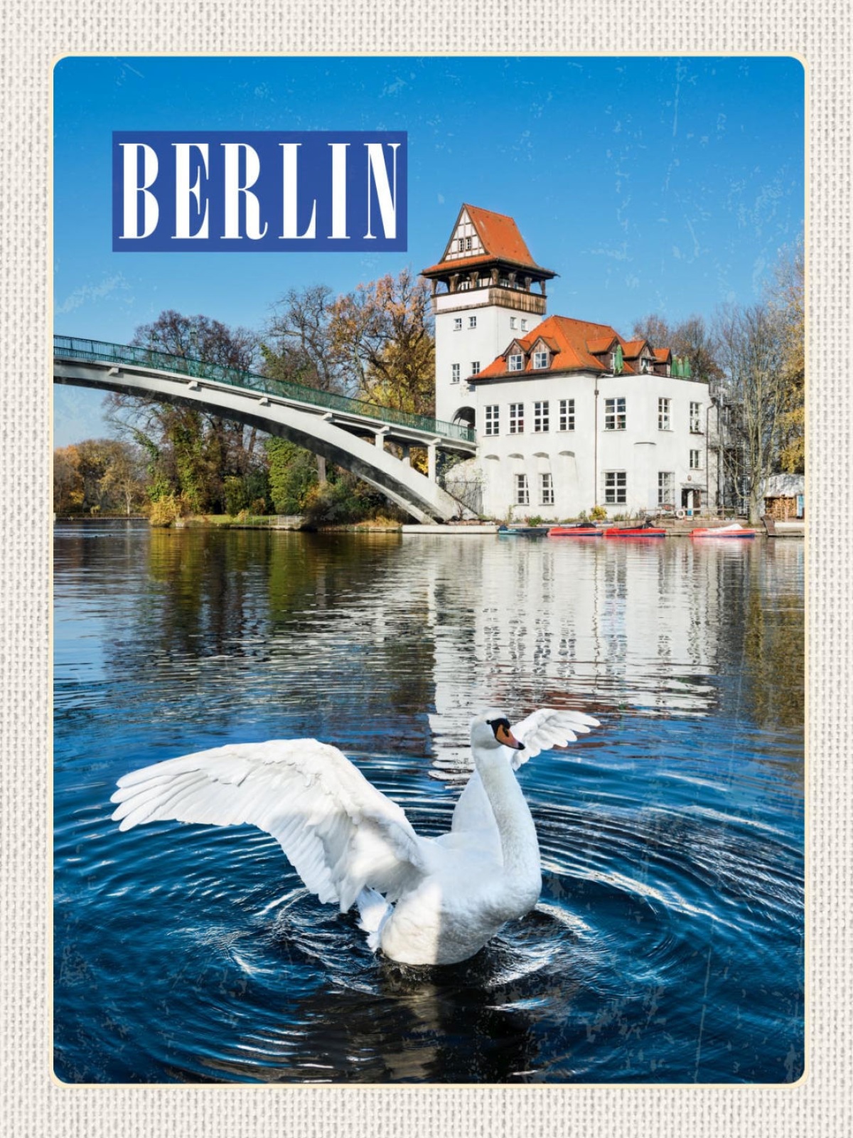 Schild Berlin Deutschland Abteibrücke Schwan 12x18 20x30 30x40 Blech od. Holz