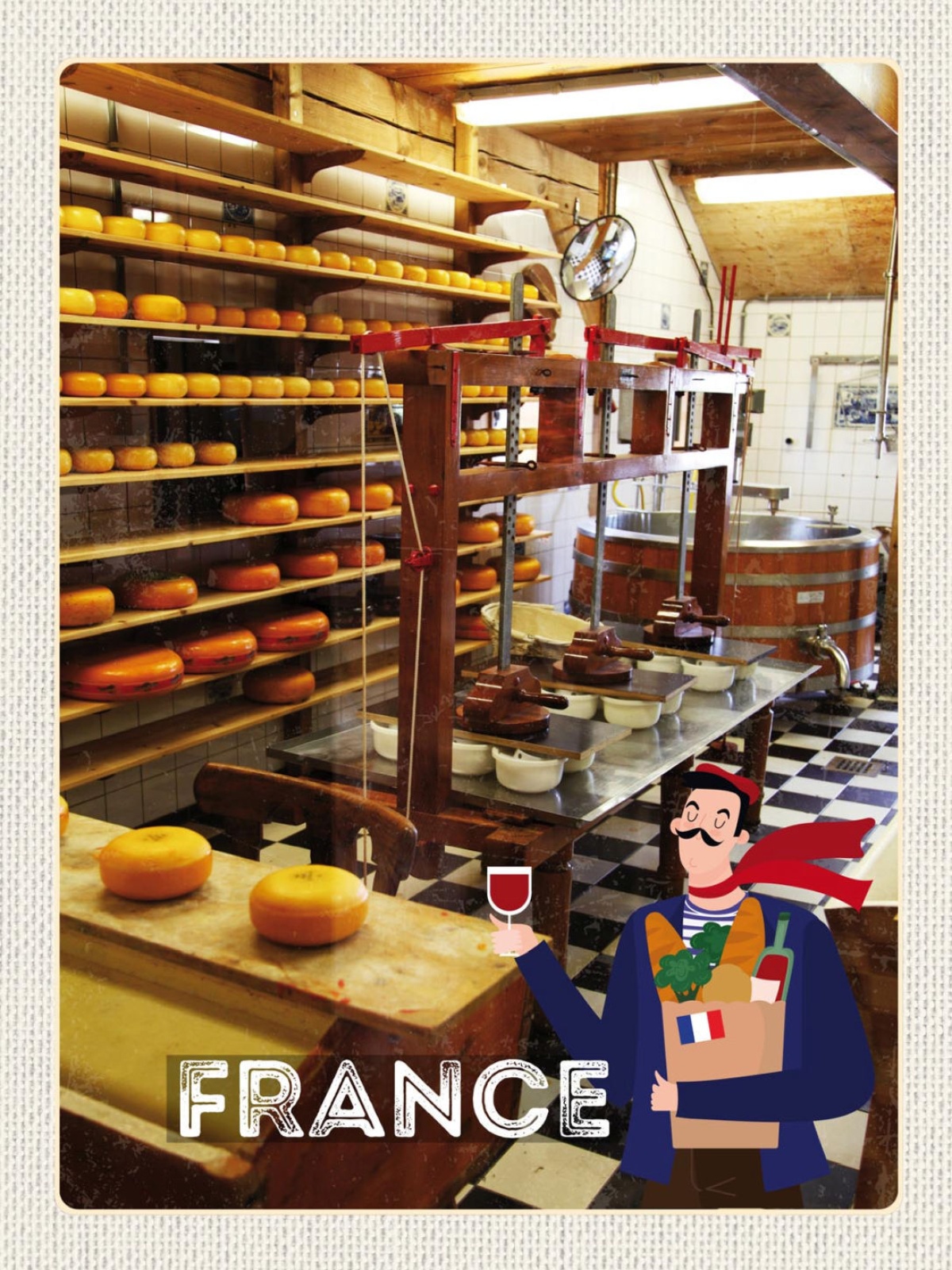 Schild France Frankreich Käserei Käse Produktion  12x18 20x30 30x40 Blech/Holz