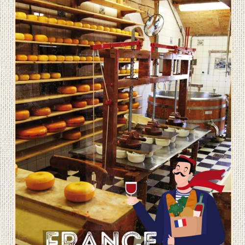 Schild France Frankreich Käserei Käse Produktion  12x18 20x30 30x40 Blech/Holz