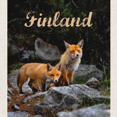 Schild Finland Finnland Rot Fuchs Füchse Wildtier 12x18 20x30 30x40 Blech/Holz