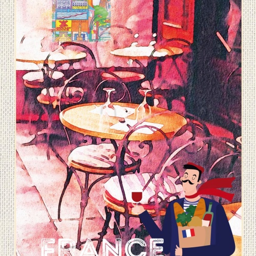 Schild France Frankreich Bistro Café Imbiss Paris 12x18 20x30 30x40 Blech/Holz