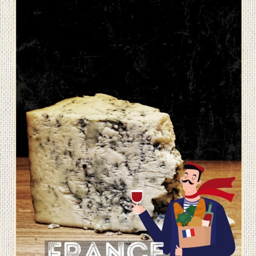 Schild France Frankreich Roquefort Käse Spezialität 12x18 20x30 30x40 Blech/Holz