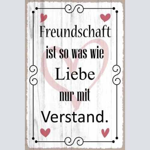 Nostalgie schild freundschaft liebe verstand 12x18 / 20x30 / 30x40 blech od.holz