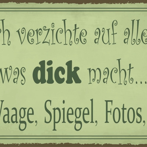 Nostalgie Schild Dickmacher Waage Spiegel 12x18 / 20x30 / 30x40 Blech od. Holz