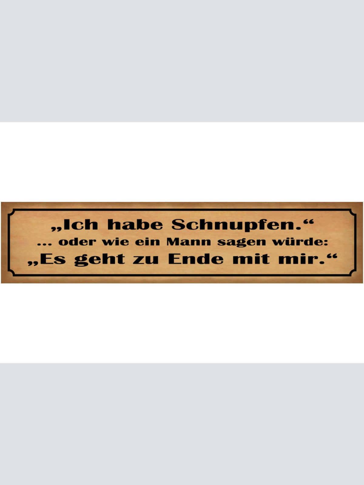 Schild Ich Habe Schnupfen Mann Geht Zu Ende Mit Mir Krank 46 x 10 Blech od. Holz