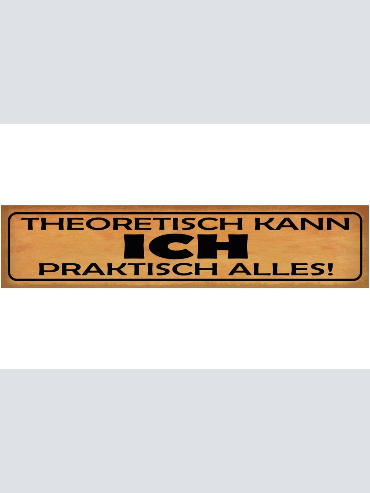 Schild Theoretisch Kann Ich Praktisch Alles Können Arbeit 46 x 10 Blech od. Holz