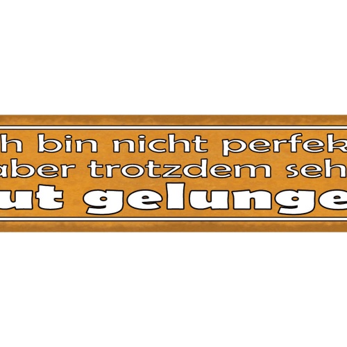 Schild Ich Bin Nicht Perfekt Aber Trotzdem Gut Gelungen 46 x 10 Blech od. Holz