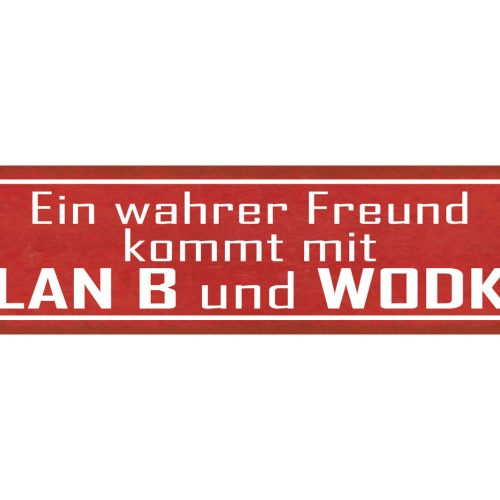 Schild Wahrer Freund Kommt Mit Plan B & Wodka Alkohol 46 x 10 Blech od. Holz