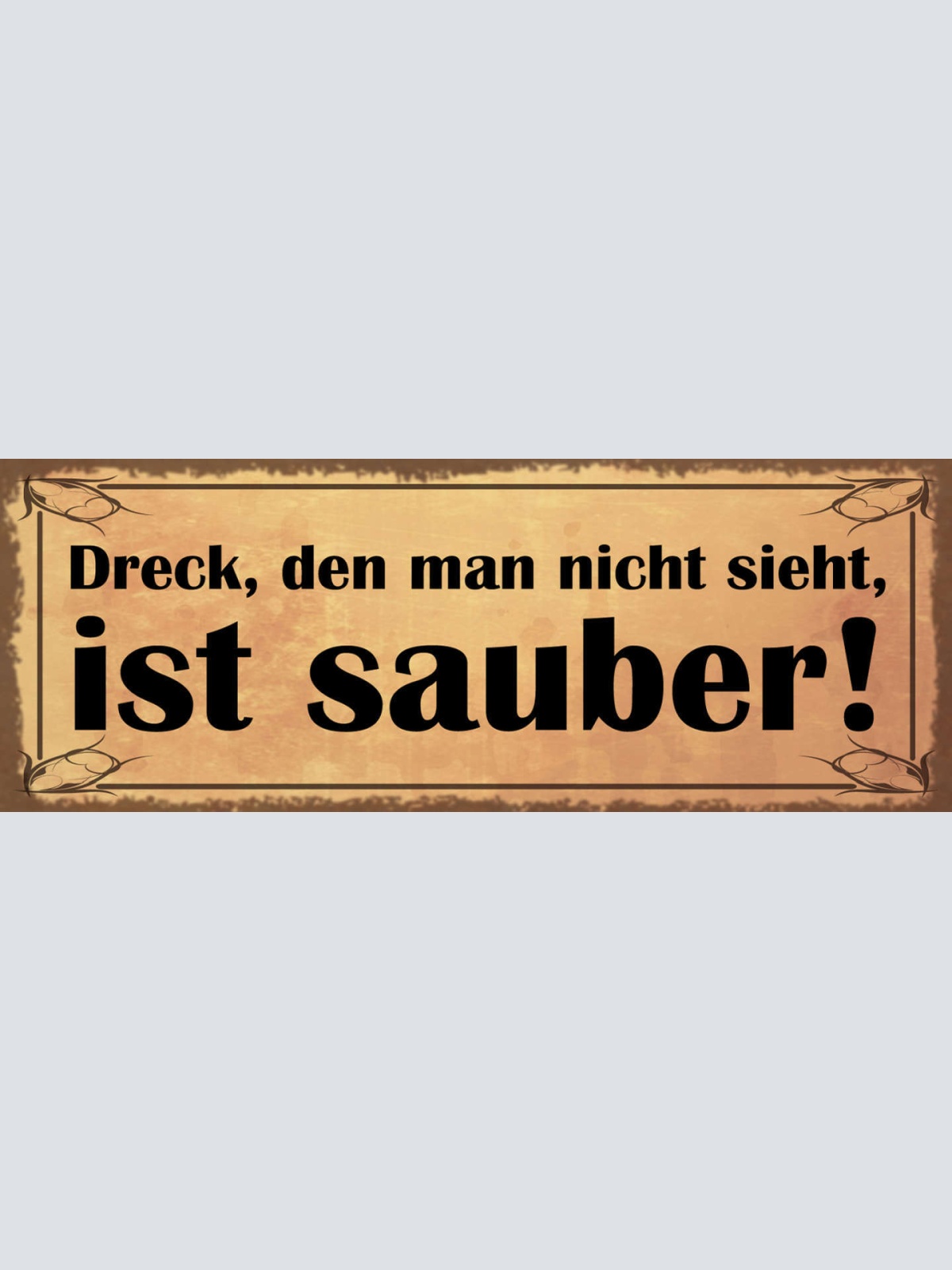 Schild Dreck Den Man Nicht Sieht Ist Sauber Staub Putzen 27x10 Blech od.Holz