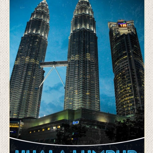Schild Kuala Lumpur Petronas Twin Towers Gebäude 12x18 20x30 30x40 Blech/Holz