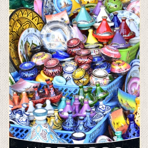 Schild Morocco Marokko Tagine Keramik Markt 12x18 20x30 30x40 Blech od. Holz