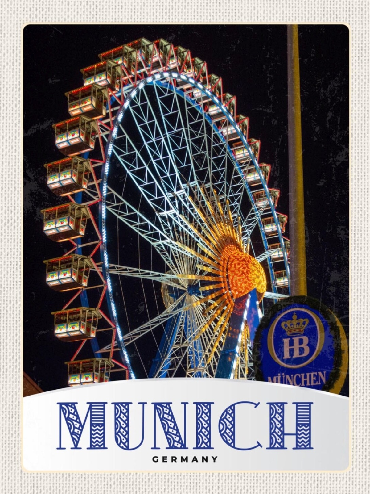 Schild Munich Germany München Riesenrad D 12x18 20x30 30x40 Blech od. Holz