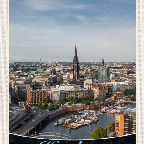 Schild Hamburg Germany Stadt Ansicht Deutschland 12x18 20x30 30x40 Blech/Holz