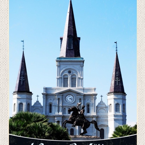 Schild New Orleans USA St. Louis Cathedral Kirche 12x18 20x30 30x40 Blech/Holz