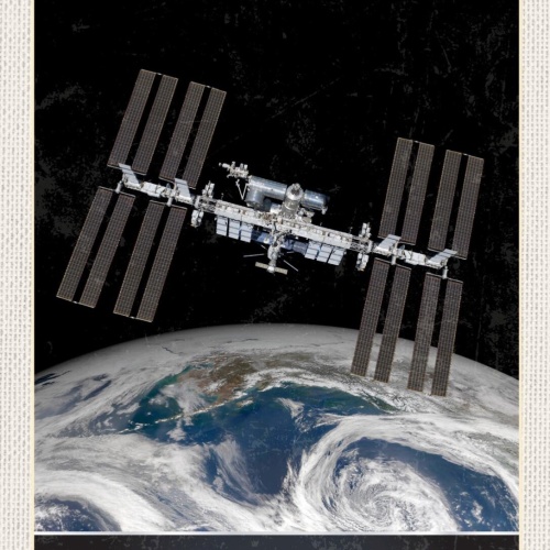 Schild International Space Station ISS Raumfahrt 12x18 20x30 30x40 Blech/Holz