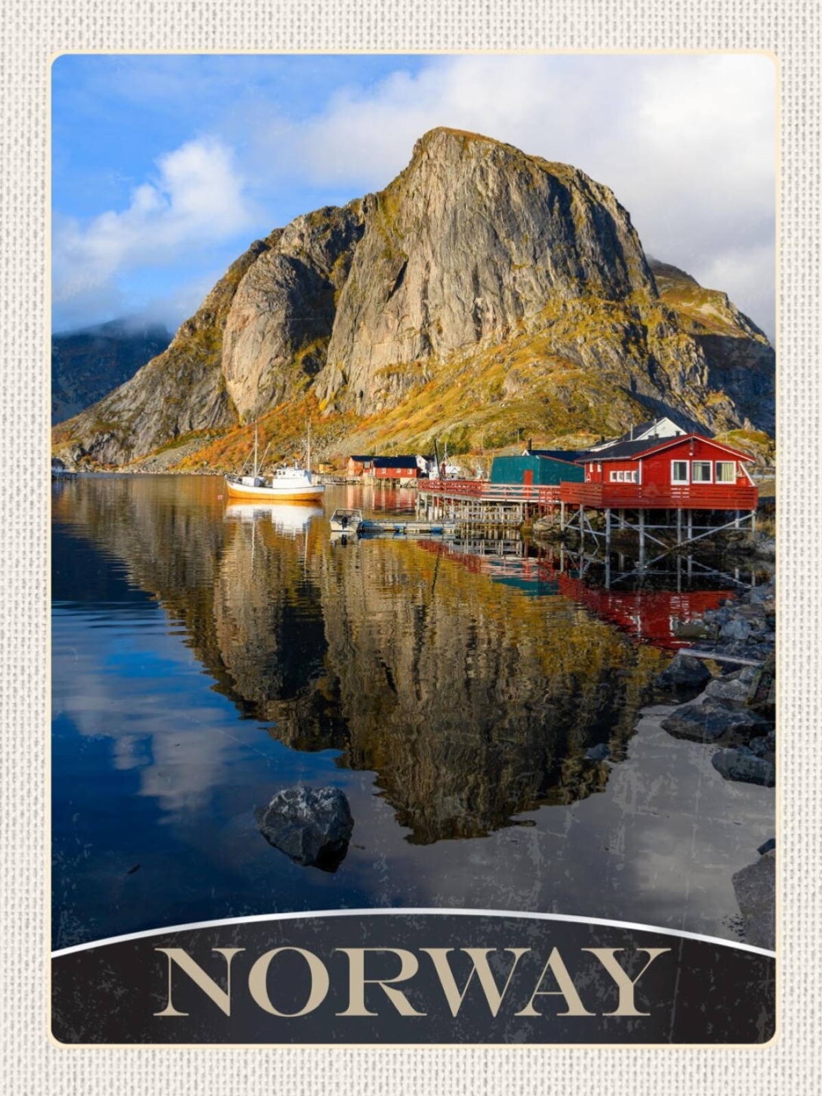 Schild Norway Norwegen Lofoten Insel Schiff Hafen 12x18 20x30 30x40 Blech/Holz