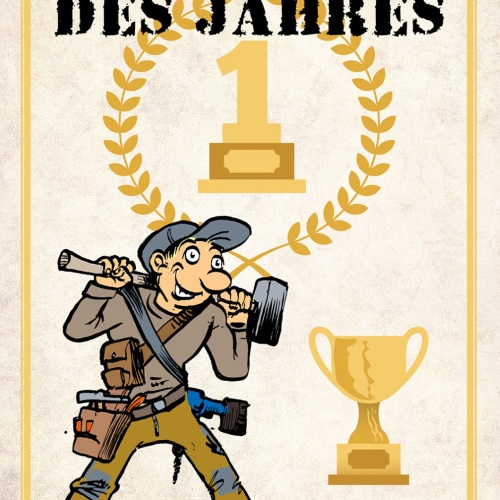 Schild Spruch Handwerker des Jahres Auszeichnung Arbeit Comic JW