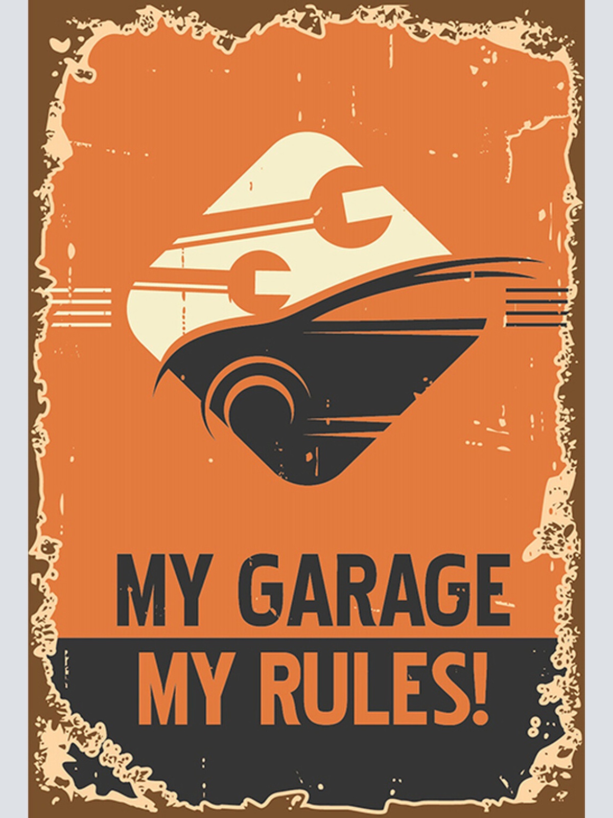 Schild Spruch My garage my rules Meine Autowerkstatt Meine Regeln Comic JW