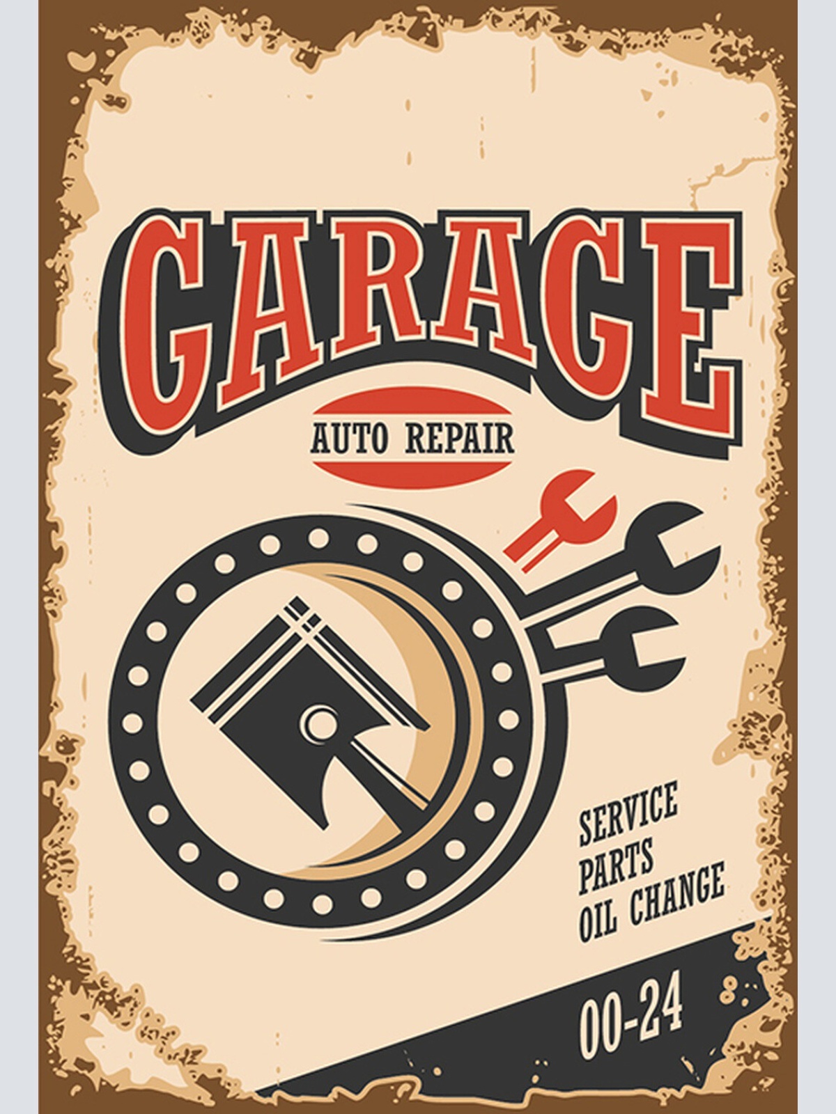 Schild Spruch Garage Auto Repair Service Parts Autowerkstatt Comic JW