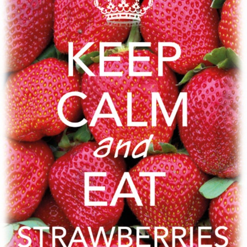 Schild Spruch Keep Calm and eat strawberries Ruhig bleiben Erdbeeren essen JW