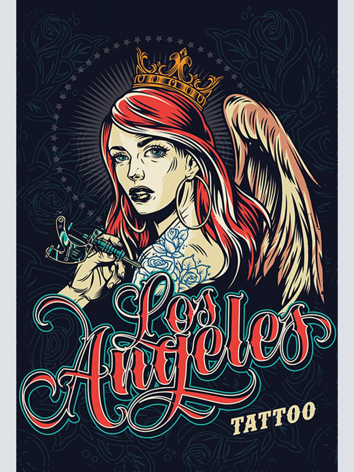 Schild Spruch Los Angeles Tattoo Frau Prinzessin Engel Comic JW