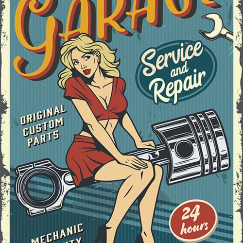 Schild Spruch Motorcycle Garage Motorrad Werkstatt Sexy Frau JW