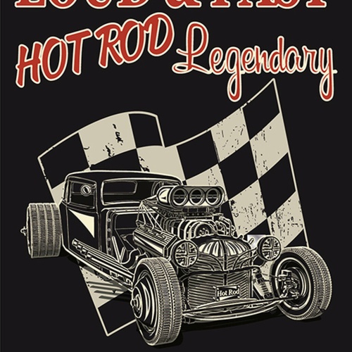 Schild Spruch Hot Rod Legendary Loud and fast Auto laut und schnell Comic JW