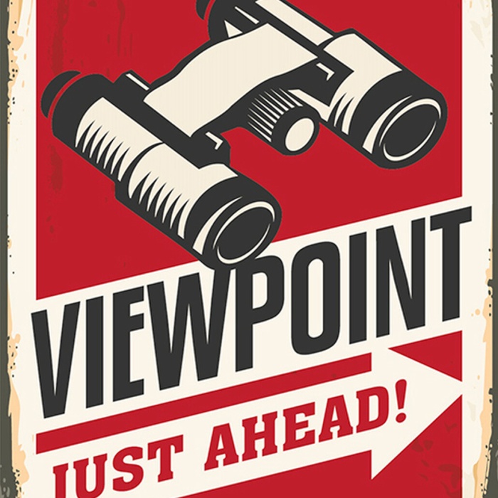 Schild Spruch Viewpoint Just ahead Nationalpark Aussichtspunkt Comic JW